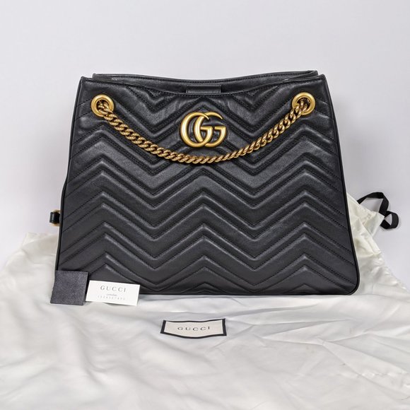 SOLD Gucci Black Marmont Gg Matelasse Tote - Picture 8 of 9